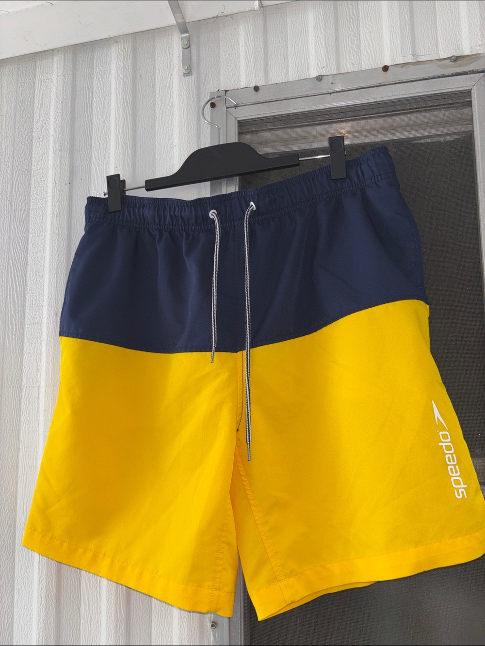 Speedo Navy and Yellow Colorblock Swim Trunks
